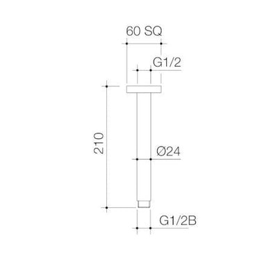 Caroma Luna Straight Arm Square Flange 210mm Black - Sydney Home Centre