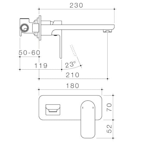 Caroma Luna Wall Basin/Bath Mixer Lead Free - Brushed Nickel - Sydney Home Centre