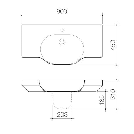 Caroma Opal 900mm Twin Wall Basin White 1 Tap Hole - Sydney Home Centre