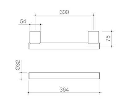 Caroma Opal Support Rail 300mm Straight Brushed Nickel - Sydney Home Centre