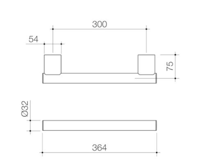 Caroma Opal Support Rail 300mm Straight Matte Black - Sydney Home Centre