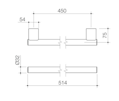 Caroma Opal Support Rail 450mm Straight Brushed Nickel - Sydney Home Centre