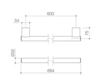 Caroma Opal Support Rail 600mm Straight Matte Black - Sydney Home Centre