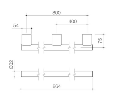 Caroma Opal Support Rail 800mm Straight Brushed Nickel - Sydney Home Centre