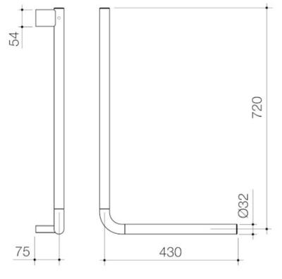 Caroma Opal Support Rail 90 Degree Angled Chrome - Sydney Home Centre