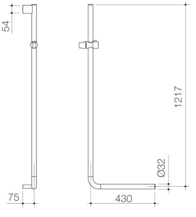 Caroma Opal Support Shower Rail 90 Degree Angled Chrome - Sydney Home Centre