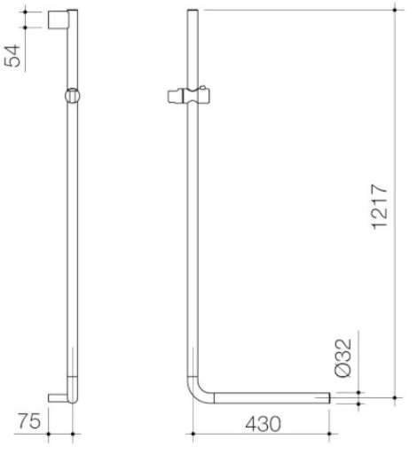 Caroma Opal Support Shower Rail 90 Degree Angled Chrome - Sydney Home Centre