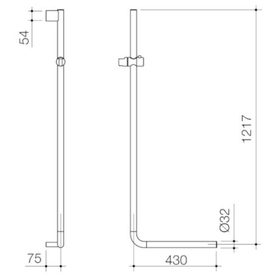 Caroma Opal Support Shower Rail 90 Degree Angled Matte Black - Sydney Home Centre