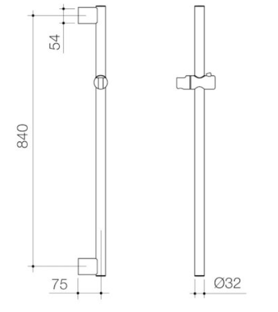 Caroma Opal Support Shower Rail 900mm Straight Brushed Nickel - Sydney Home Centre