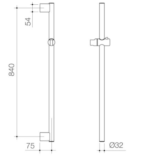 Caroma Opal Support Shower Rail 900mm Straight Brushed Nickel - Sydney Home Centre