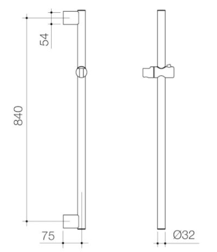 Caroma Opal Support Shower Rail 900mm Straight Chrome - Sydney Home Centre