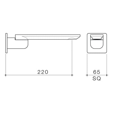 Caroma Urbane II Bath Swivel Outlet Square Cover Plate 220mm Brushed Brass - Sydney Home Centre