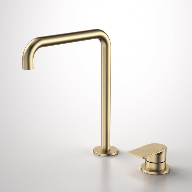 Caroma Urbane II Hob Basin/Sink Mixer Set 210mm Brushed Brass - Sydney Home Centre