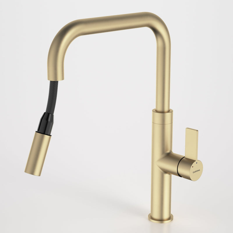 Caroma Urbane II Pull Out Sink Mixer Brushed Brass - Sydney Home Centre