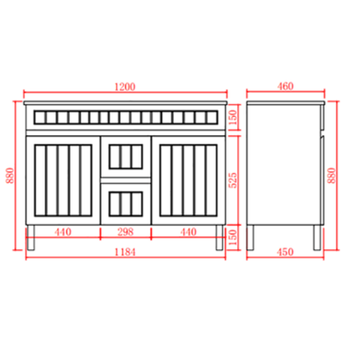 Ceto Acacia 1200mm Both Side Drawer Single Bowl Freestanding Vanity Matte White (Cabinet Only) - Sydney Home Centre