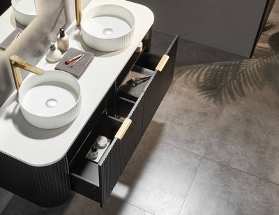 Ceto Avalon 1500mm Double Bowl Wall Hung Vanity Matte Black (Cabinet Only) - Sydney Home Centre