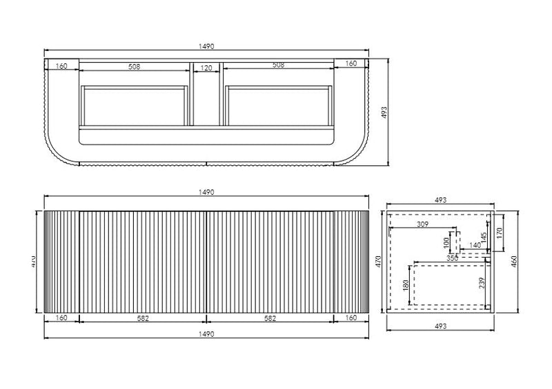 Ceto Avalon 1500mm Double Bowl Wall Hung Vanity Matte White (Cabinet Only) - Sydney Home Centre