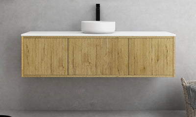 Ceto Bellevue Ensuite Slim 1500mm Wall Hung Cabinet Prime Oak (Cabinet Only) - Sydney Home Centre