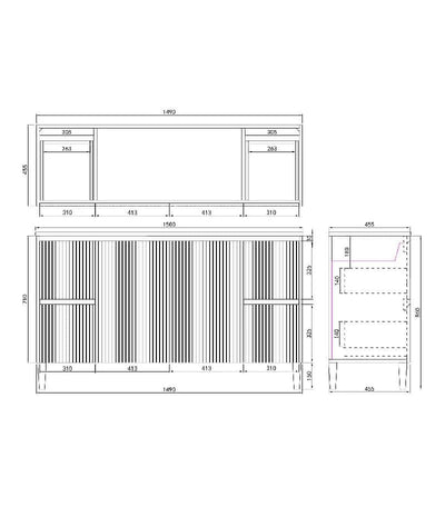 Ceto Brighton 1500mm Both Side Drawer Double Bowl Freestanding Vanity Matte White (Ceramic Top) - Sydney Home Centre