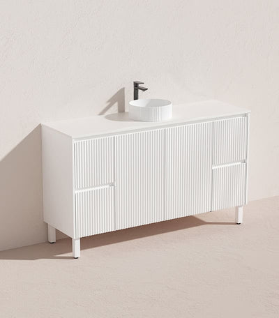 Ceto Brighton 1500mm Both Side Drawer Freestanding Vanity Matte White (Cabinet Only) - Sydney Home Centre