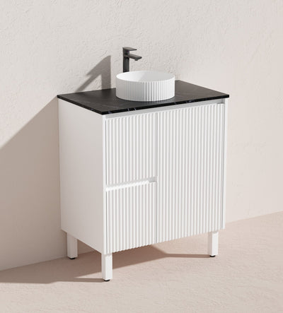 Ceto Brighton 750mm Left Hand Drawer Freestanding Vanity Matte White (Quartz Stone Top) - Sydney Home Centre