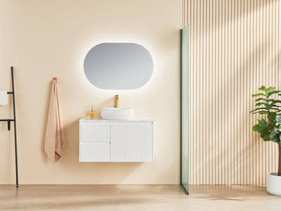 Ceto Brindabella 900mm Left Hand Drawer Wall Hung Vanity Matte White (Cabinet Only) - Sydney Home Centre