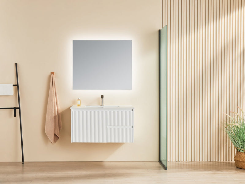 Ceto Brindabella 900mm Right Hand Drawer Wall Hung Vanity Matte White (Cabinet Only) - Sydney Home Centre