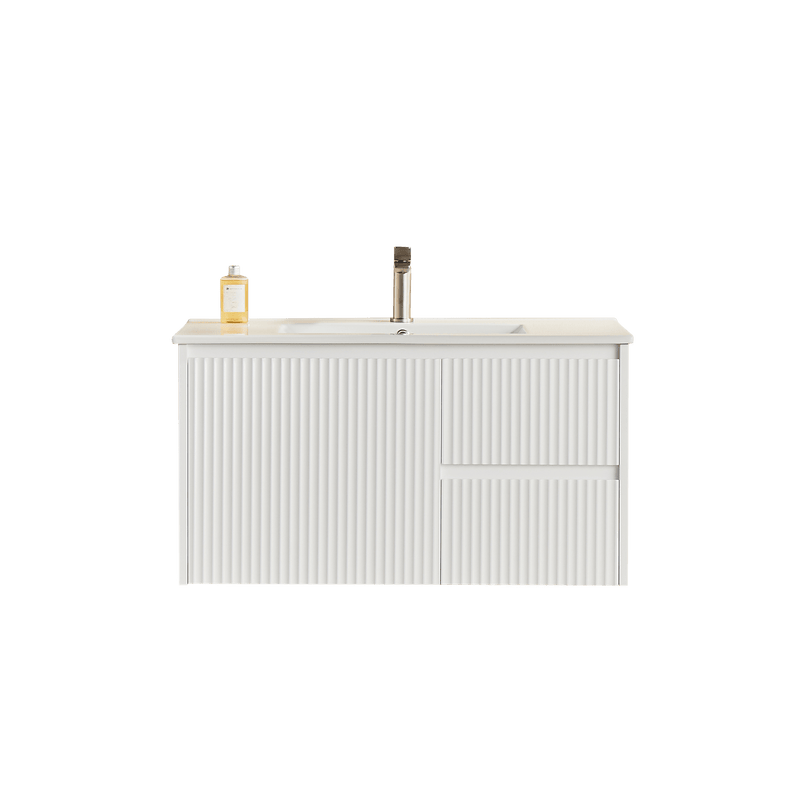 Ceto Brindabella 900mm Right Hand Drawer Wall Hung Vanity Matte White (Cabinet Only) - Sydney Home Centre