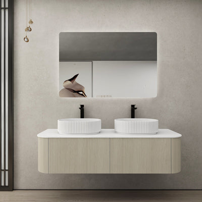 Ceto Bronte 1500mm Double Bowl Wall Hung Vanity Coastal Oak (Quartz Stone Top) - Sydney Home Centre