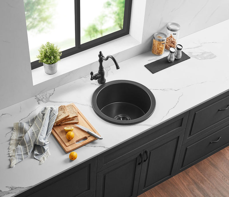 Ceto Camden Fireclay Round 470mm Top/undermount Sink Matte Black - Sydney Home Centre