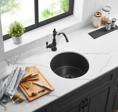 Ceto Camden Fireclay Round 470mm Top/undermount Sink Matte Black - Sydney Home Centre