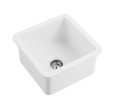 Ceto Camden Fireclay Square 457mm Top/undermount Sink Gloss White - Sydney Home Centre