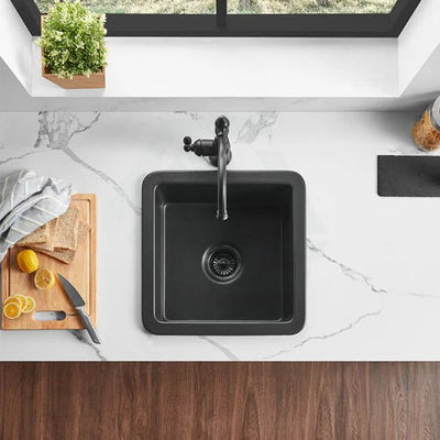 Ceto Camden Fireclay Square 457mm Top/undermount Sink Matte Black - Sydney Home Centre