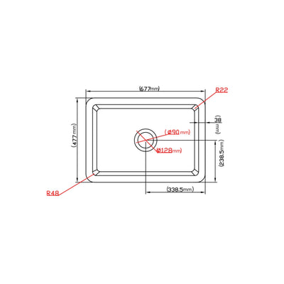 Ceto Camden Fireclay Square 677mm Top/undermount Sink Gloss White - Sydney Home Centre