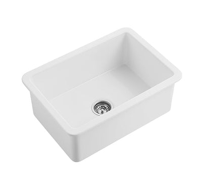 Ceto Camden Fireclay Square 677mm Top/undermount Sink Gloss White - Sydney Home Centre