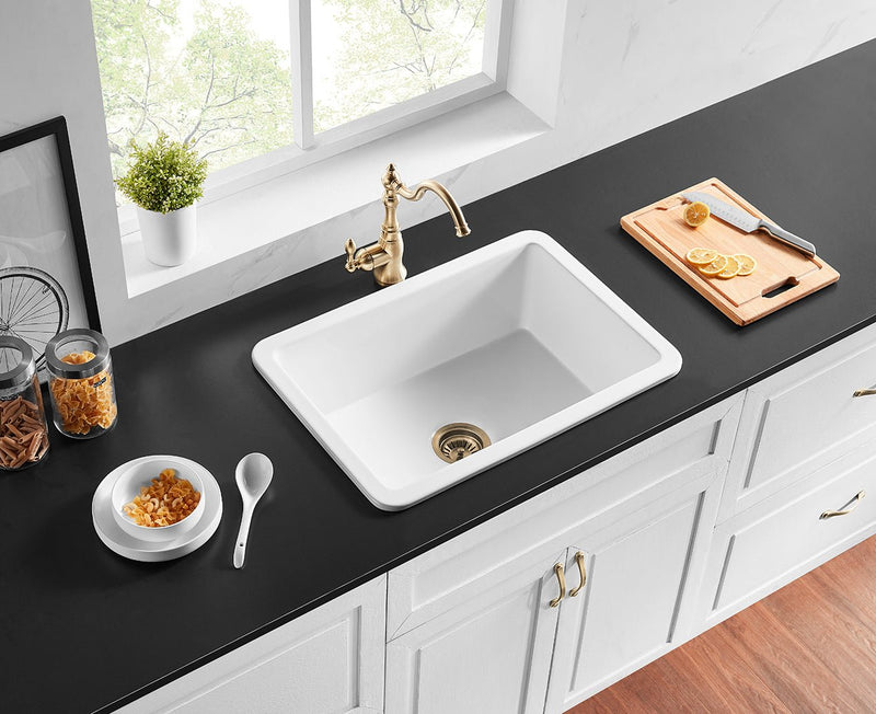 Ceto Camden Fireclay Square 677mm Top/undermount Sink Gloss White - Sydney Home Centre