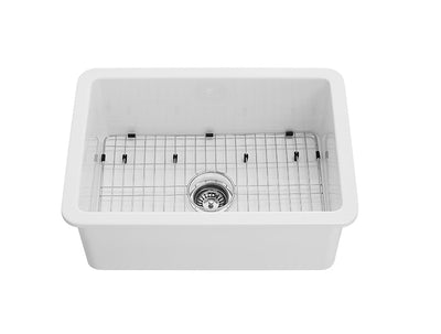 Ceto Camden Fireclay Square 677mm Top/undermount Sink Gloss White - Sydney Home Centre