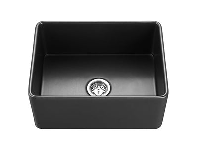 Ceto Chelsea Fireclay farmhouse 600mm Single Bowl Sink Matte Black - Sydney Home Centre