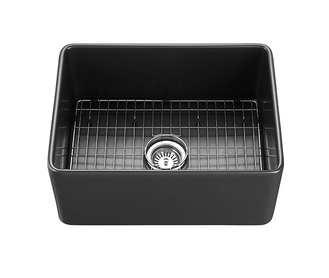 Ceto Chelsea Fireclay farmhouse 600mm Single Bowl Sink Matte Black - Sydney Home Centre