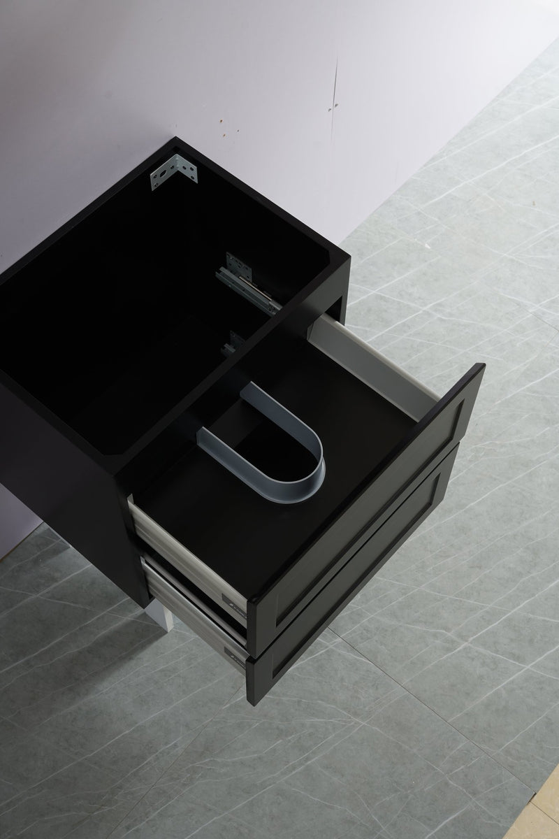 Ceto Fremantle 600mm Double Drawer Wall Hung Vanity Matte Black (Ceramic Top) - Sydney Home Centre