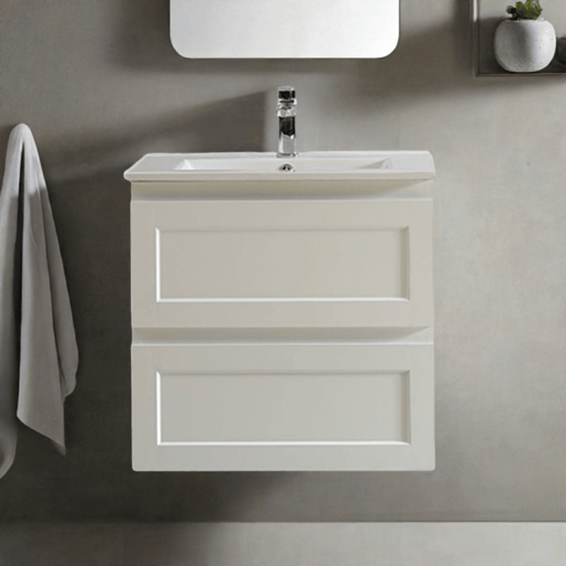 Ceto Fremantle 600mm Double Drawer Wall Hung Vanity Matte White (Cabinet Only) - Sydney Home Centre