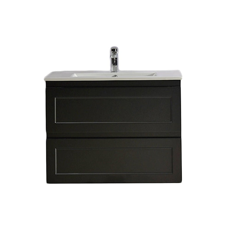 Ceto Fremantle 750mm Double Drawer Wall Hung Vanity Matte Black (Cabinet Only) - Sydney Home Centre