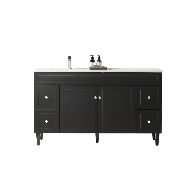 Ceto Harrington 1500mm Both Side Drawer Double Bowl Freestanding Vanity Matte Black (Ceramic Top) - Sydney Home Centre