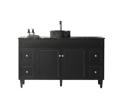 Ceto Harrington 1500mm Both Side Drawer Freestanding Vanity Matte Black (Marble Stone Top) - Sydney Home Centre