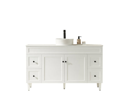 Ceto Harrington 1500mm Both Side Drawer Freestanding Vanity Matte White (Marble Stone Top) - Sydney Home Centre