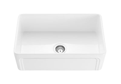 Ceto Kensington Fireclay Farmhouse 758mm Single Bowl Sink Gloss White - Sydney Home Centre