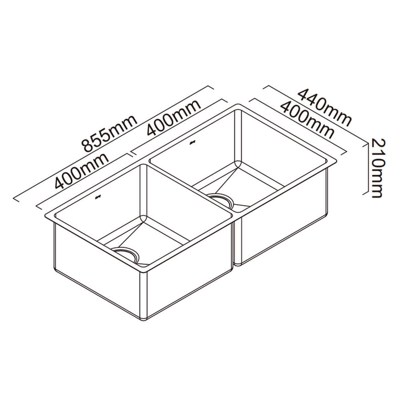 Alfresco 400 Double Bowl Sink Stainless Steel