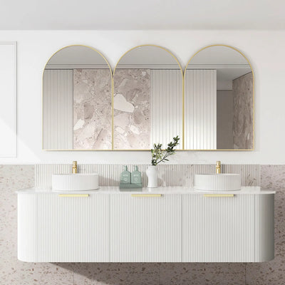 Otti Bondi 1800mm Curve Vanity White Fluted (Cabinet Only) - Sydney Home Centre