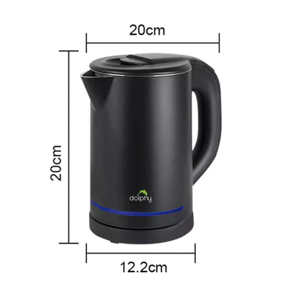 Dolphy 0.8L Stainless Steel Electric Kettle With Light Design Black - Sydney Home Centre