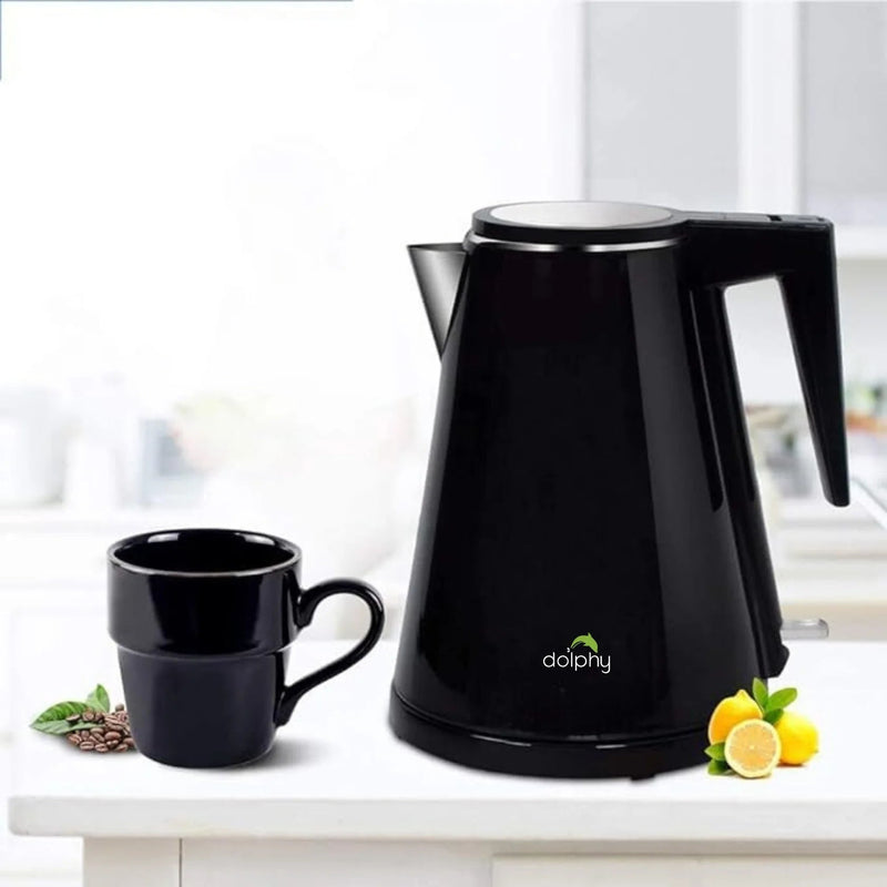 Dolphy 0.8L Stainless Steel Electric Kettle With Tray Black - Sydney Home Centre